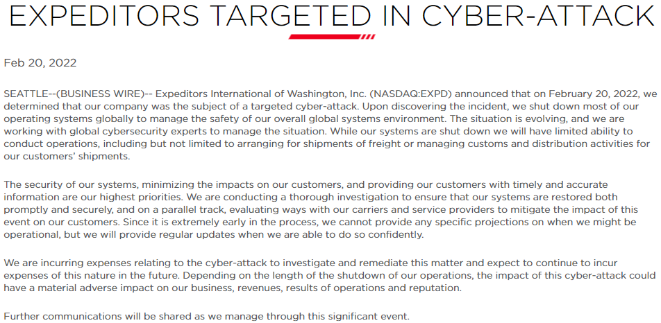 图片[2]-全球业务关闭，年收入百亿物流公司Expeditors遭受网络攻击-渗透云记 - 专注于网络安全与技术分享
