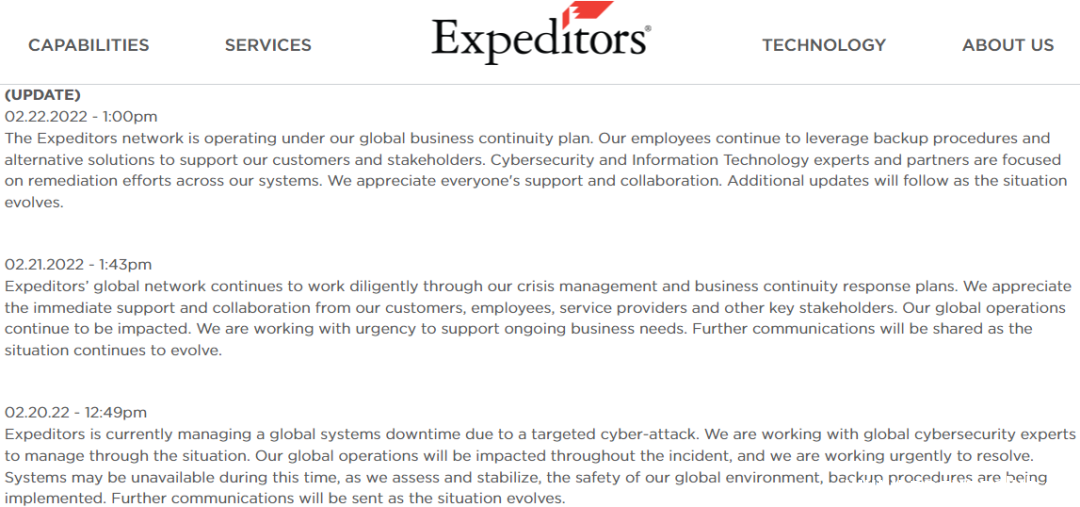 图片[3]-全球业务关闭，年收入百亿物流公司Expeditors遭受网络攻击-渗透云记 - 专注于网络安全与技术分享
