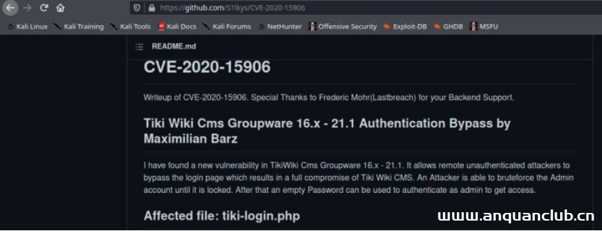 Vulnhub靶机:Tiki(适合新手练习漏洞搜索和利用)