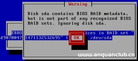 图片[2]-安装CentOS 6.x报错”Disk sda contains BIOS RAID metadata”解决方法_Linux-渗透云记 - 专注于网络安全与技术分享