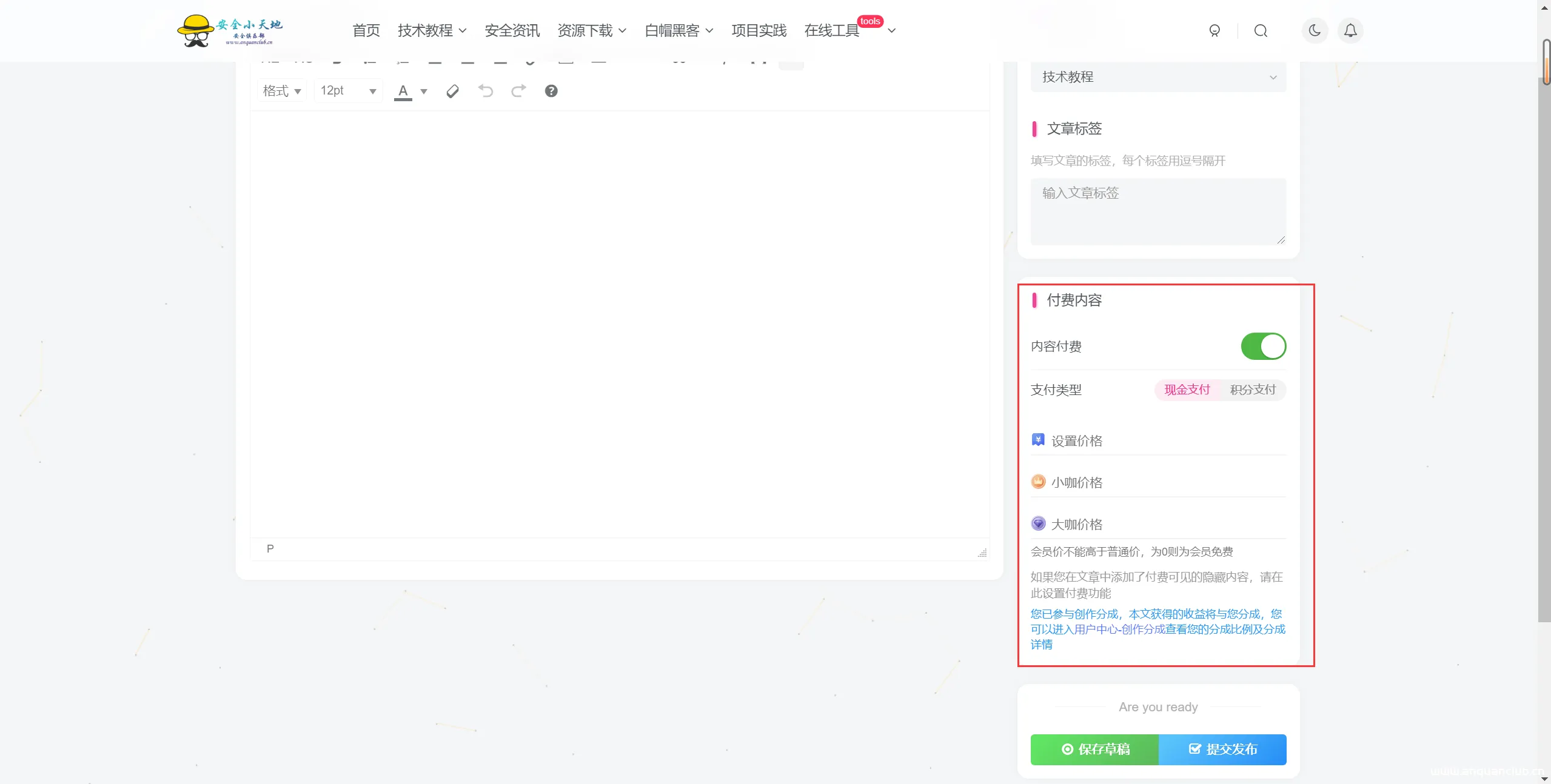 图片[3]-【新功能上线】安全小天地正式启用签到、积分等多项功能 同时创作系统增加分成-渗透云记 - 专注于网络安全与技术分享