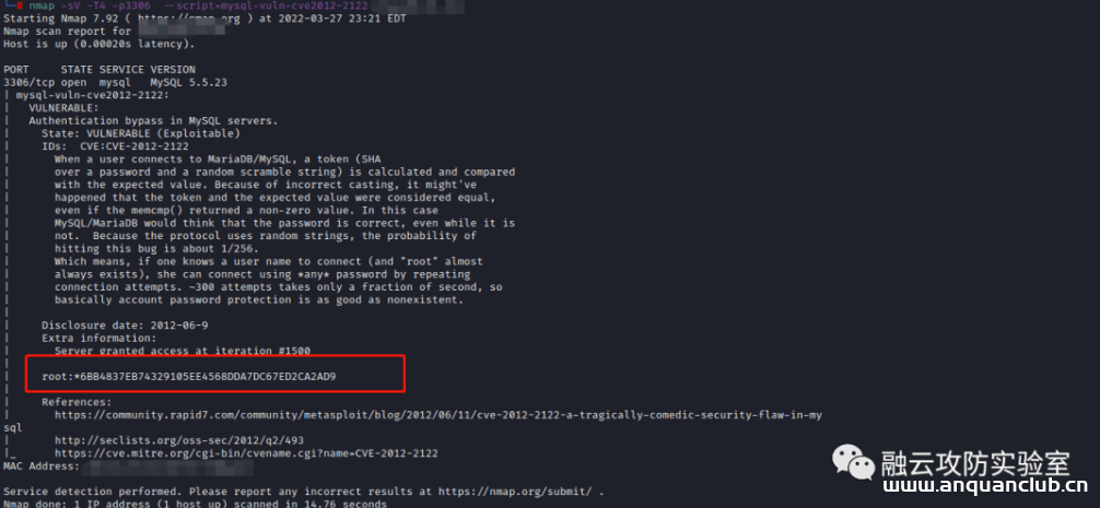 图片[2]--CVE-2012-2122 Mysql 身份认证绕过漏洞/mysql弱口令利用-渗透云记 - 专注于网络安全与技术分享