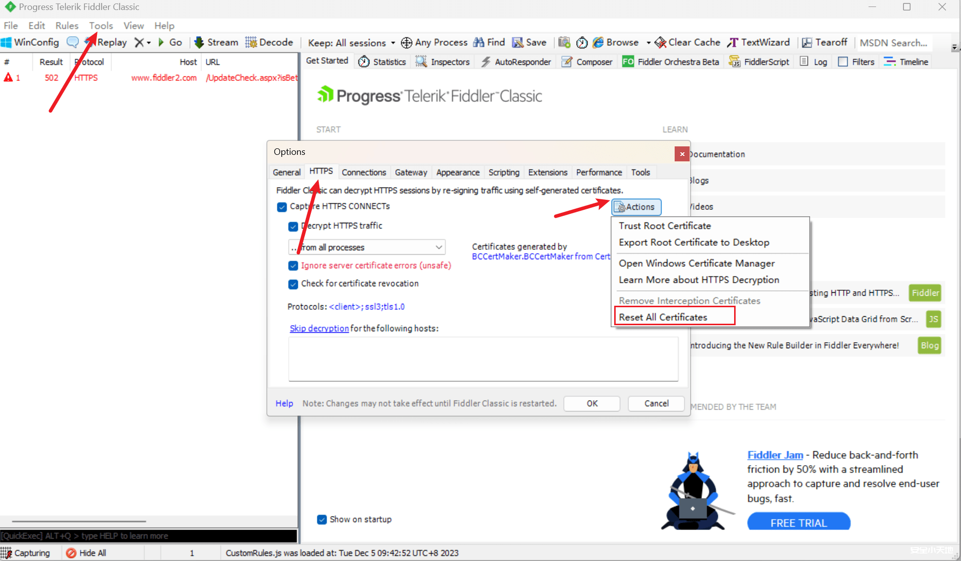图片[3]-Fiddler无法抓取https（出现tunnel to）-渗透云记 - 专注于网络安全与技术分享